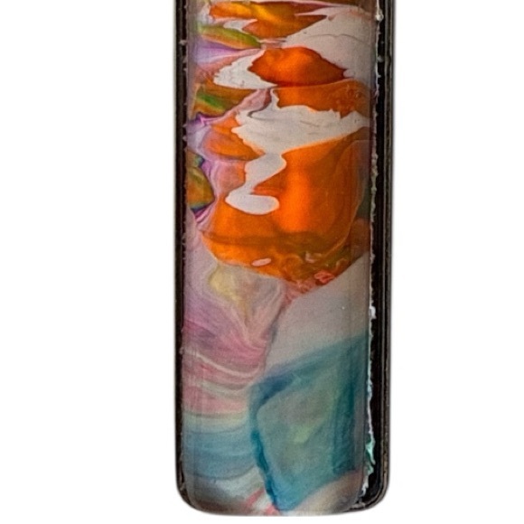 Rainbow Fluid Art Bar Pendant Cord Necklace Handmade by Svetlana Yeung - Picture 6 of 9